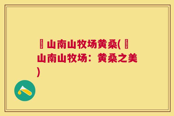 崀山南山牧场黄桑(崀山南山牧场:黄桑之美) 崀山南山牧场黄桑(崀山南山牧场:黄桑之美)