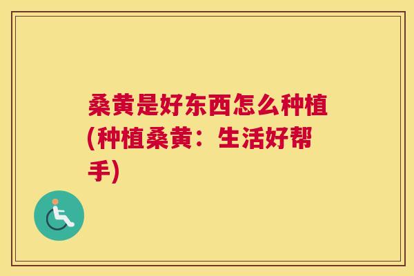 桑黄是好东西怎么种植(种植桑黄:生活好帮手) 桑黄是好东西怎么种植(种植桑黄:生活好帮手)