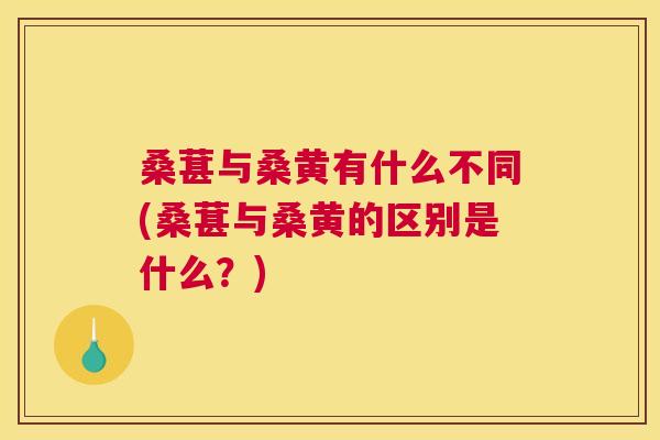 桑葚与桑黄有什么不同(桑葚与桑黄的区别是什么?) 桑葚与桑黄有什么不同(桑葚与桑黄的区别是什么?)