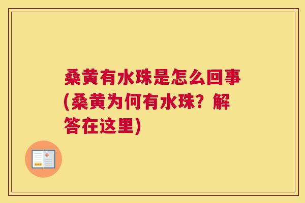 桑黄有水珠是怎么回事(桑黄为何有水珠?解答在这里) 桑黄有水珠是怎么回事(桑黄为何有水珠?解答在这里)