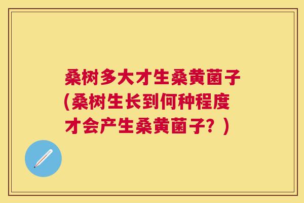 桑树多大才生桑黄菌子(桑树生长到何种程度才会产生桑黄菌子?) 桑树多大才生桑黄菌子(桑树生长到何种程度才会产生桑黄菌子?)