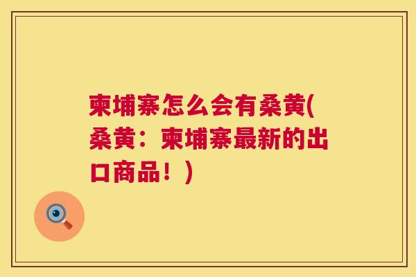 柬埔寨怎么会有桑黄(桑黄:柬埔寨新的出口商品!) 柬埔寨怎么会有桑黄(桑黄:柬埔寨新的出口商品!)