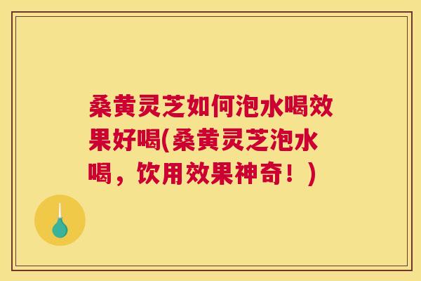 桑黄灵芝如何泡水喝效果好喝(桑黄灵芝泡水喝,饮用效果神奇!) 桑黄灵芝如何泡水喝效果好喝(桑黄灵芝泡水喝,饮用效果神奇!)