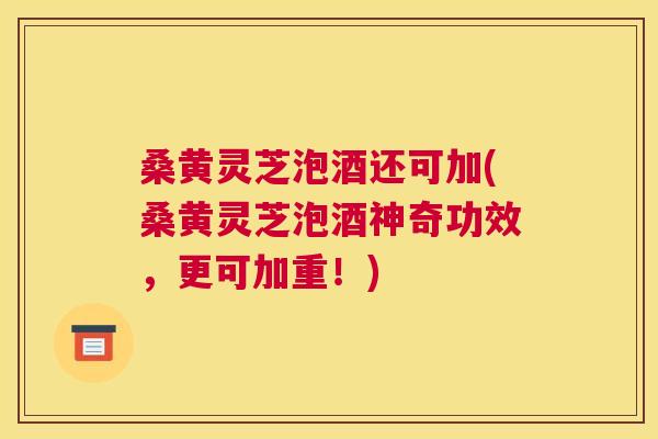 桑黄灵芝泡酒还可加(桑黄灵芝泡酒神奇功效，更可加重！)