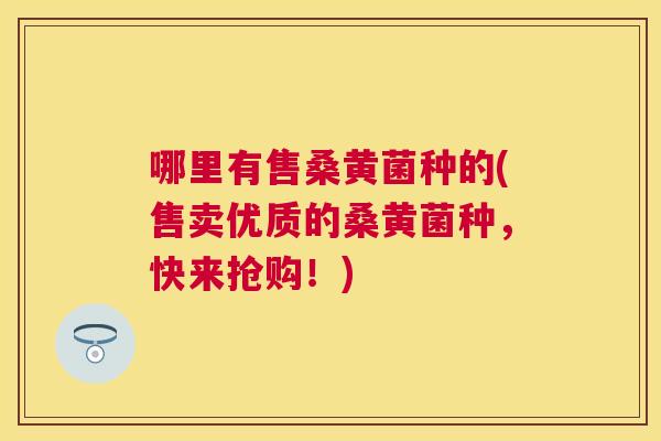 哪里有售桑黄菌种的(售卖优质的桑黄菌种,快来抢购!) 哪里有售桑黄菌种的(售卖优质的桑黄菌种,快来抢购!)