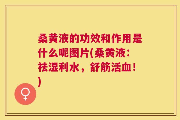 桑黄液的功效和作用是什么呢图片(桑黄液：祛湿利水，舒筋活！)