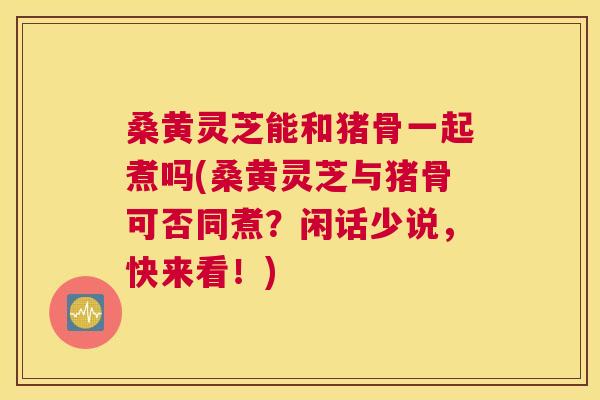 桑黄灵芝能和猪骨一起煮吗(桑黄灵芝与猪骨可否同煮？闲话少说，快来看！)