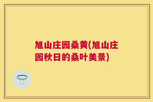 旭山庄园桑黄(旭山庄园秋日的桑叶美景) 旭山庄园桑黄(旭山庄园秋日的桑叶美景)