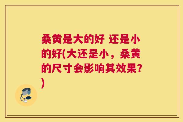 桑黄是大的好 还是小的好(大还是小，桑黄的尺寸会影响其效果？)