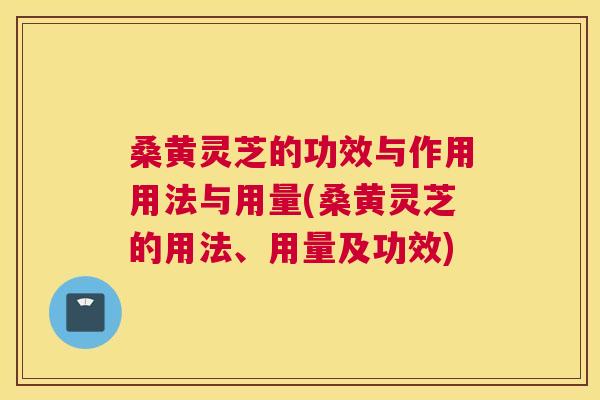 桑黄灵芝的功效与作用用法与用量(桑黄灵芝的用法、用量及功效)