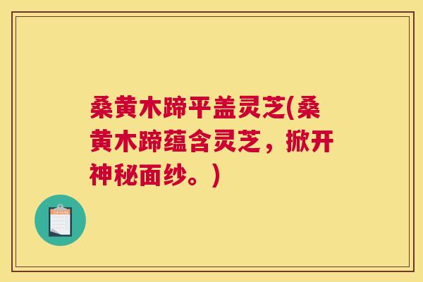 桑黄木蹄平盖灵芝(桑黄木蹄蕴含灵芝，掀开神秘面纱。)
