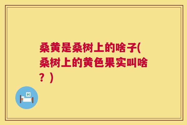 桑黄是桑树上的啥子(桑树上的黄色果实叫啥？)