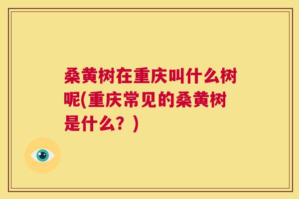 桑黄树在重庆叫什么树呢(重庆常见的桑黄树是什么？)