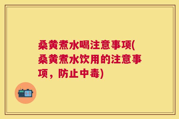桑黄煮水喝注意事项(桑黄煮水饮用的注意事项，防止中毒)