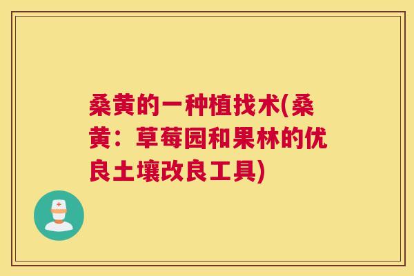 桑黄的一种植找术(桑黄：草莓园和果林的优良土壤改良工具)