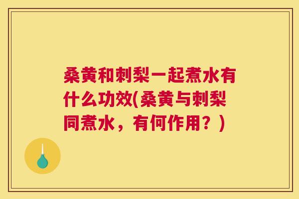 桑黄和刺梨一起煮水有什么功效(桑黄与刺梨同煮水，有何作用？)
