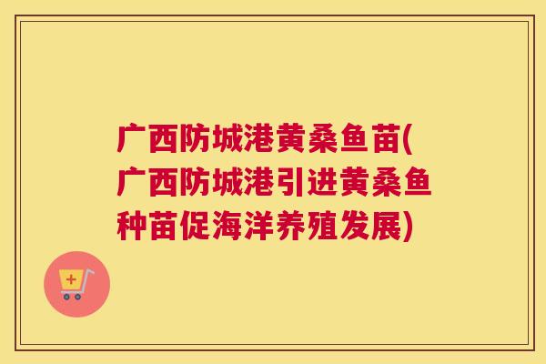 广西防城港黄桑鱼苗(广西防城港引进黄桑鱼种苗促海洋养殖发展)