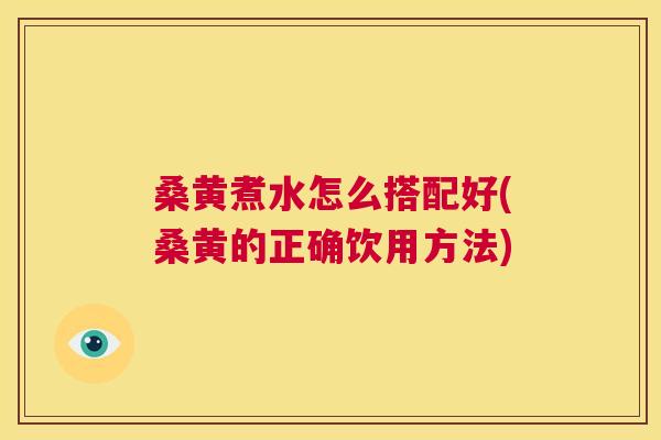 桑黄煮水怎么搭配好(桑黄的正确饮用方法)