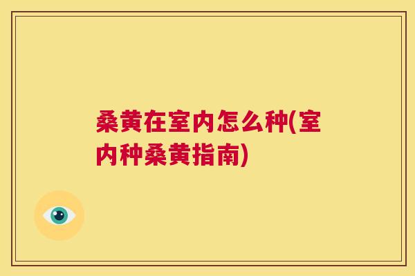 桑黄在室内怎么种(室内种桑黄指南)