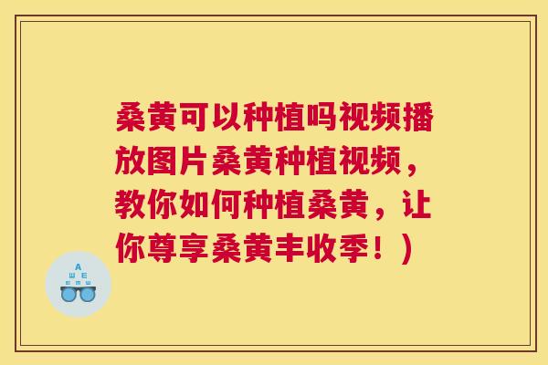 桑黄可以种植吗视频播放图片桑黄种植视频，教你如何种植桑黄，让你尊享桑黄丰收季！)
