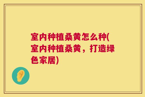 室内种植桑黄怎么种(室内种植桑黄,打造绿色家居) 室内种植桑黄怎么种(室内种植桑黄,打造绿色家居)