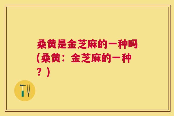 桑黄是金芝麻的一种吗(桑黄：金芝麻的一种？)
