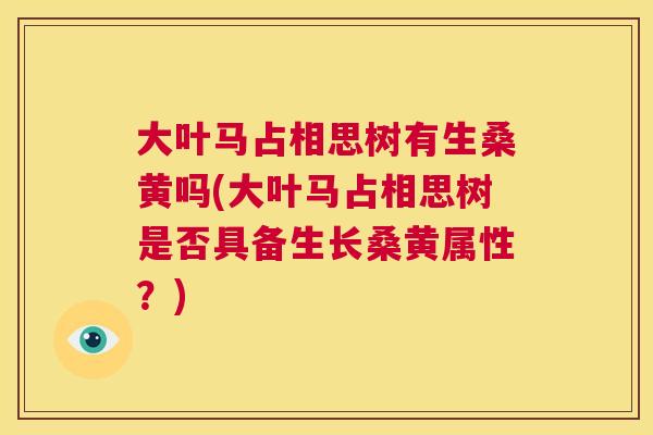 大叶马占相思树有生桑黄吗(大叶马占相思树是否具备生长桑黄属性？)