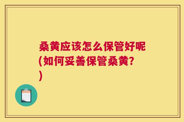 桑黄应该怎么保管好呢(如何妥善保管桑黄？)