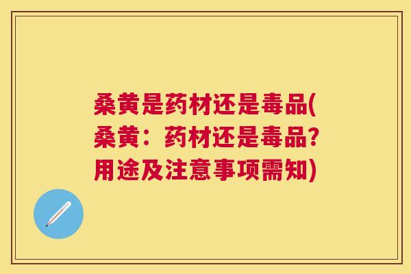 桑黄是药材还是毒品(桑黄：药材还是毒品？用途及注意事项需知)