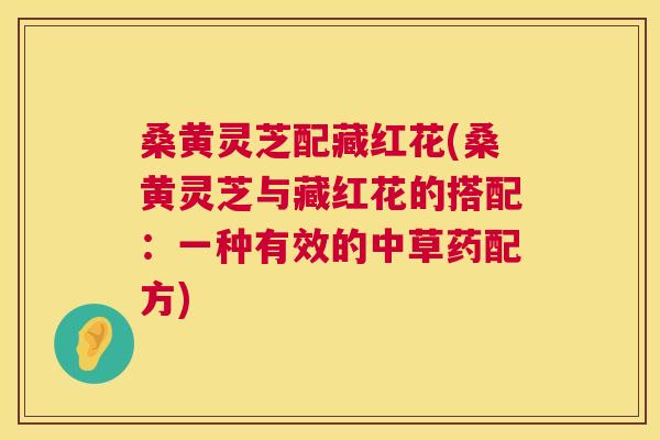 桑黄灵芝配藏红花(桑黄灵芝与藏红花的搭配：一种有效的中草药配方)