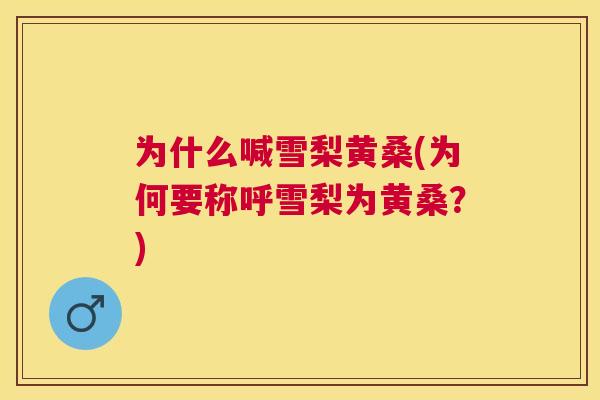 为什么喊雪梨黄桑(为何要称呼雪梨为黄桑？)