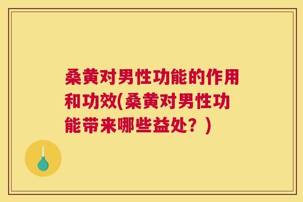 桑黄对男性功能的作用和功效(桑黄对男性功能带来哪些益处？)