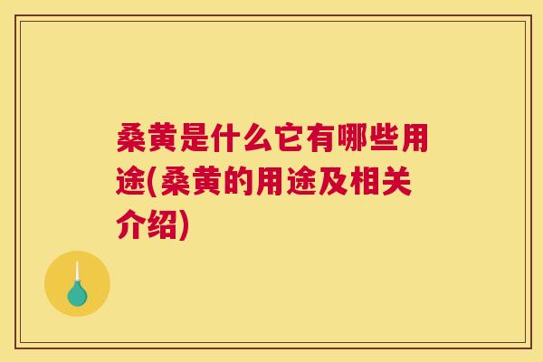 桑黄是什么它有哪些用途(桑黄的用途及相关介绍)