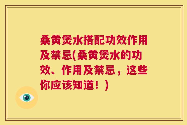 桑黄煲水搭配功效作用及禁忌(桑黄煲水的功效、作用及禁忌，这些你应该知道！)