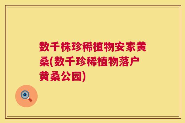 数千株珍稀植物安家黄桑(数千珍稀植物落户黄桑公园)