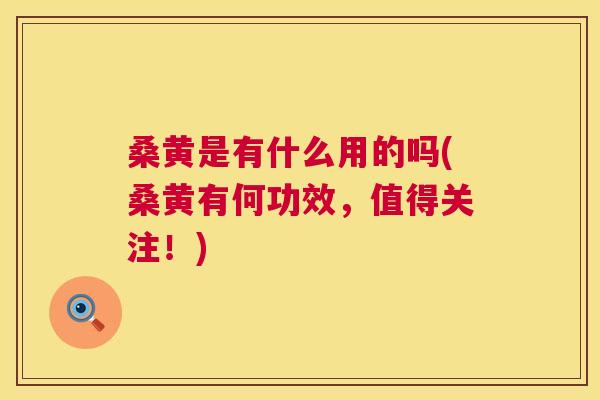 桑黄是有什么用的吗(桑黄有何功效，值得关注！)