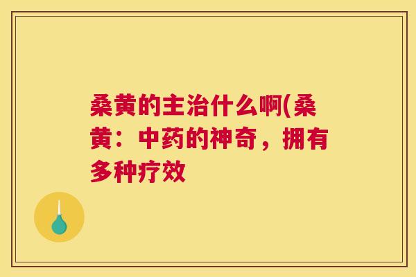 桑黄的主什么啊(桑黄：的神奇，拥有多种疗效