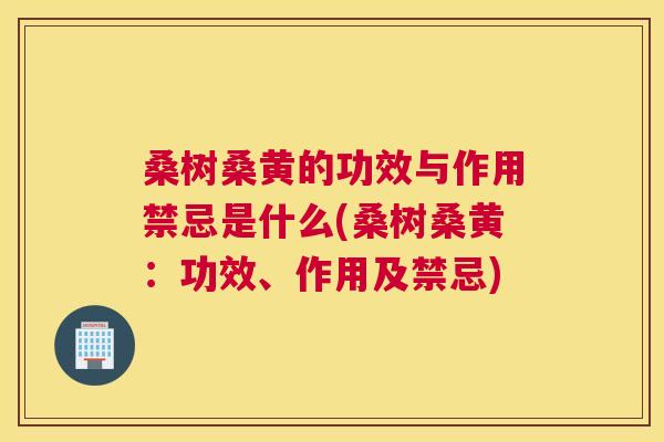 桑树桑黄的功效与作用禁忌是什么(桑树桑黄：功效、作用及禁忌)