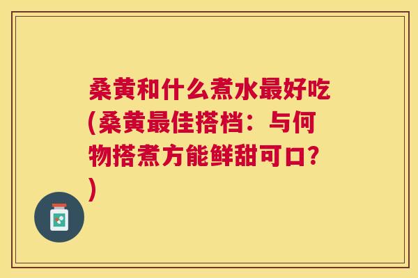 桑黄和什么煮水好吃(桑黄佳搭档：与何物搭煮方能鲜甜可口？)