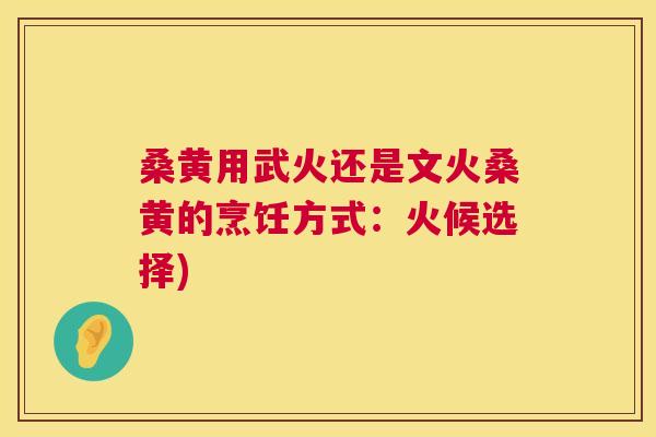 桑黄用武火还是文火桑黄的烹饪方式：火候选择)