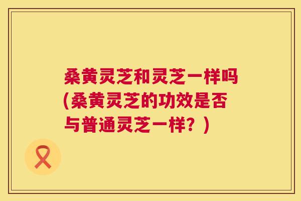 桑黄灵芝和灵芝一样吗(桑黄灵芝的功效是否与普通灵芝一样？)