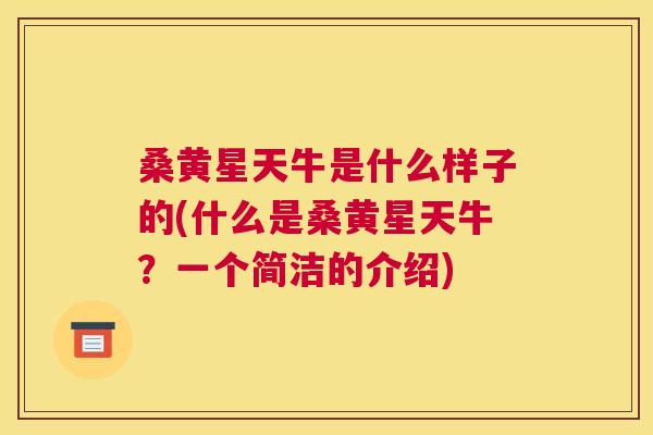 桑黄星天牛是什么样子的(什么是桑黄星天牛？一个简洁的介绍)