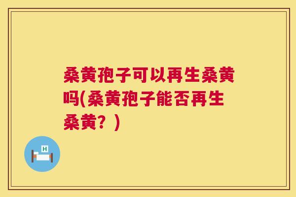 桑黄孢子可以再生桑黄吗(桑黄孢子能否再生桑黄？)